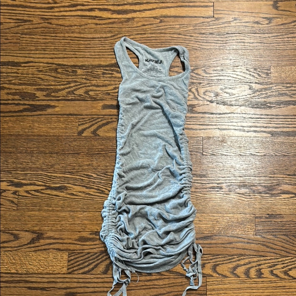 Gray Ruched Tank Dress